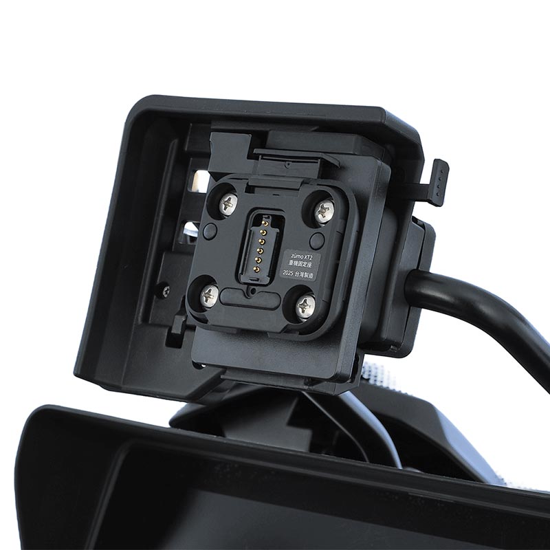 Adaptateur Wunderlich Plug & Ride pour Garmin zūmo XT2/XT3 sur support de navigation BMW d’origine.