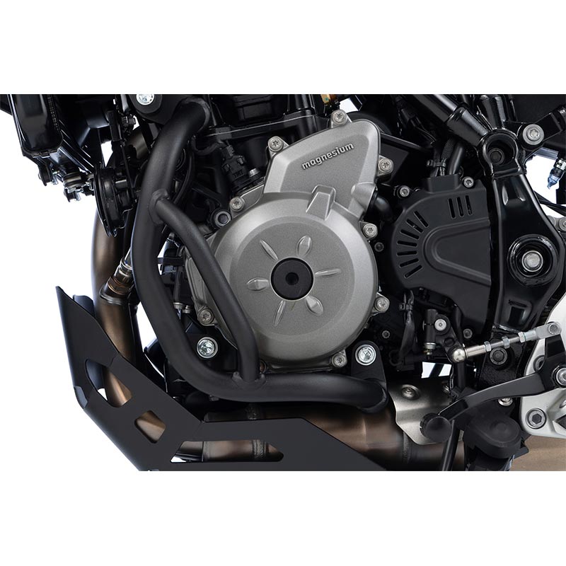 Crash bar moteur noir mat Wunderlich pour BMW F450GS côté gauche.