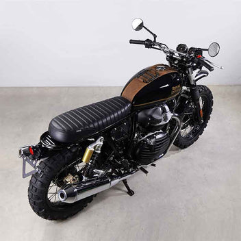 Sangle de reservoir Bonvent en cuir pour Royal Enfield Interceptor. Blackpines.fr