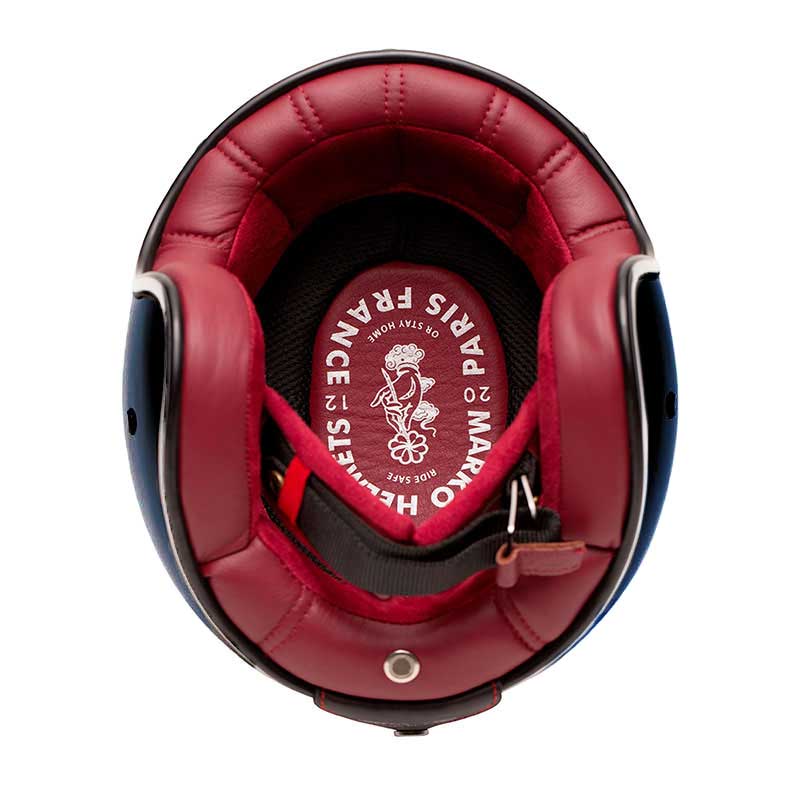 Casque jet vintage The Classic bleu interieur rouge Marko. Blackpines.fr
