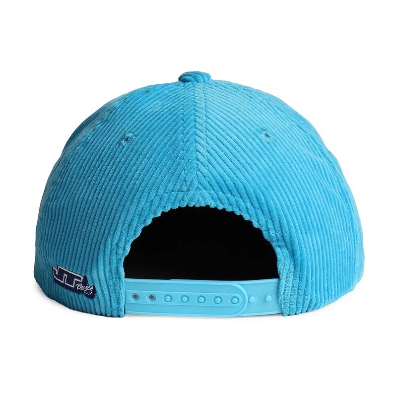 Casquette JT Racing Shred Head velours bleu turquoise.