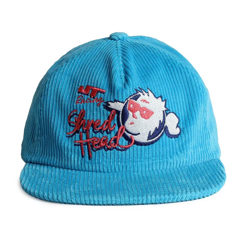 Casquette JT Racing Shred Head velours bleu turquoise.