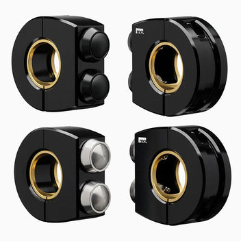Commodo noir Motogadget Mo.Switch Plain avec deux boutons-poussoirs noirs ou argent.