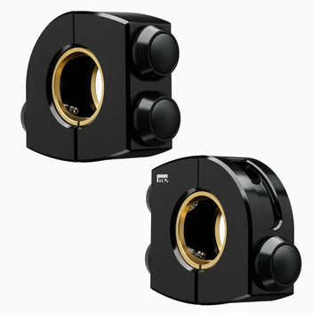 Commodo noir Motogadget Mo.Switch Plain avec trois boutons-poussoirs noirs.