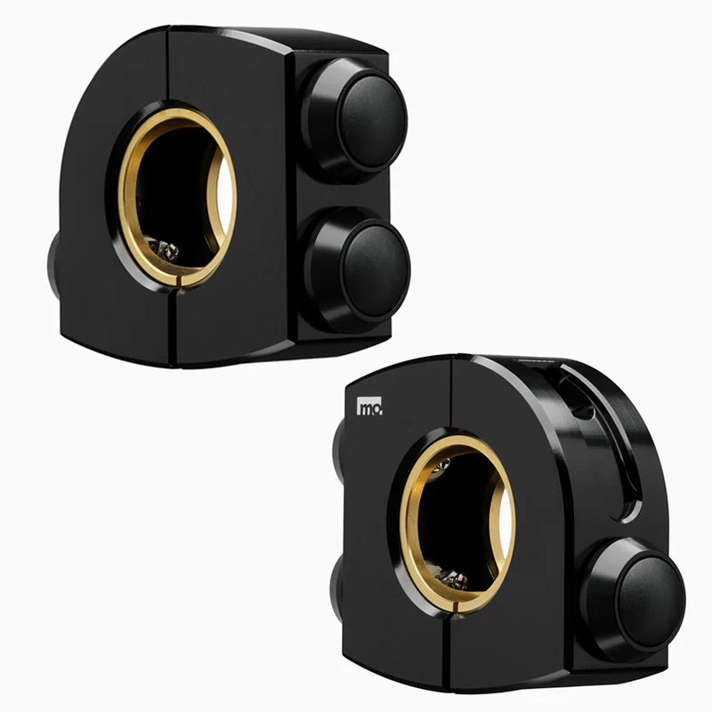 Commodo noir Motogadget Mo.Switch Plain avec trois boutons-poussoirs noirs.