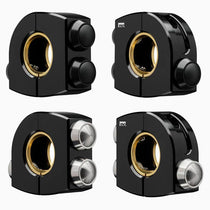Commodo noir Motogadget Mo.Switch Plain avec trois boutons-poussoirs noirs ou argent.