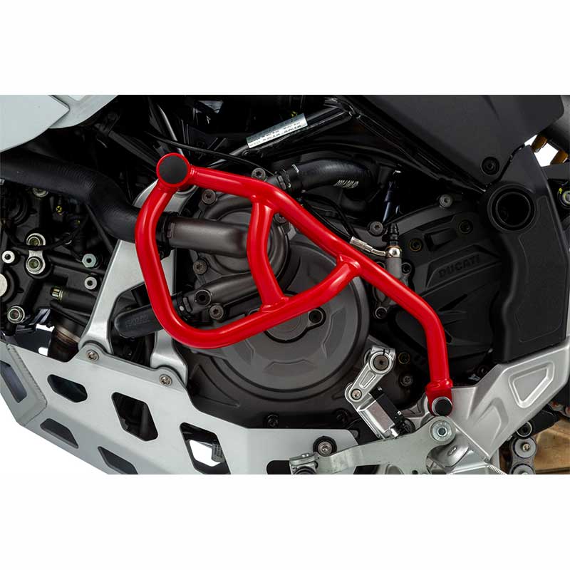 Pare-carter rouge moteur gauche Wunderlich pour Ducati DesertX. Blackpines.fr