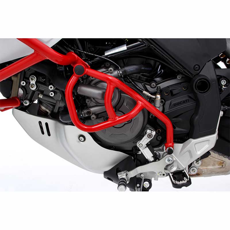 Pare-carter moteur gauche rouge Wunderlich pour Ducati DesertX. Blackpines.fr
