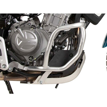 Crash bars moteur argentes Hepco & Becker pour CFMOTO 450MT. Blackpines.fr