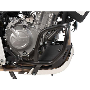 Barres de protection moteur noires Hepco & Becker pour CFMOTO 450MT. Blackpines.fr