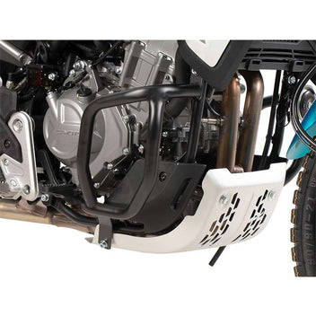 Barres de protection moteur noires Hepco & Becker pour CFMOTO 450MT. Blackpines.fr