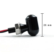 Dimensions des mini-clignotants LED au look retro de la  marque Bonvent Motorbikes.