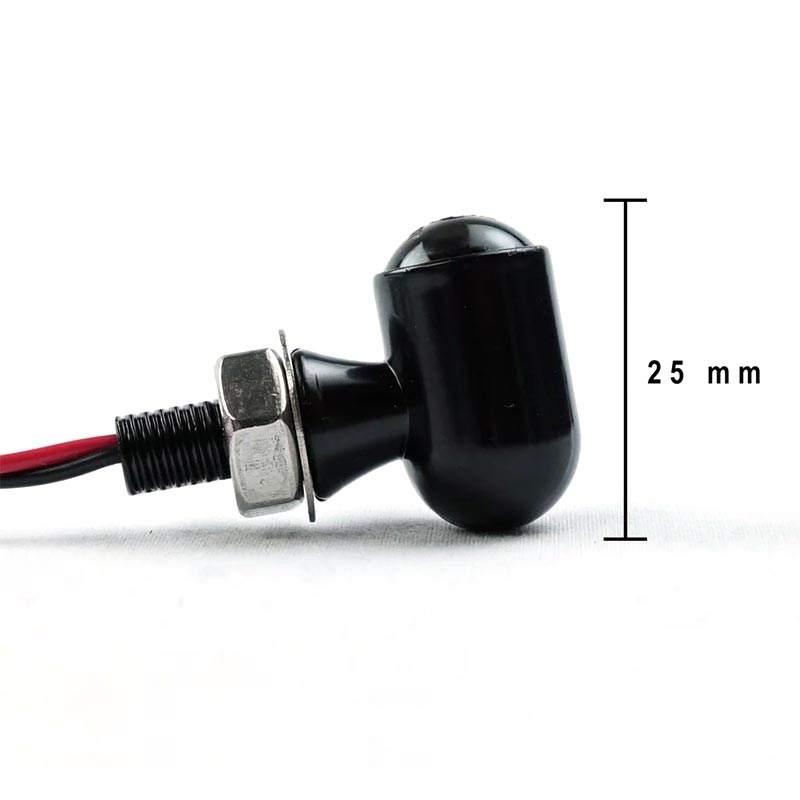 Dimensions des mini-clignotants LED au look retro de la  marque Bonvent Motorbikes.