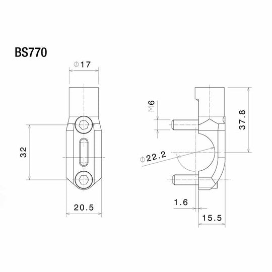 Adaptateur Support Rétroviseur Pour Moto - Universel 22mm (7/8) - Pour Maître-cylindre Frein/embrayage - Alliage Aluminium