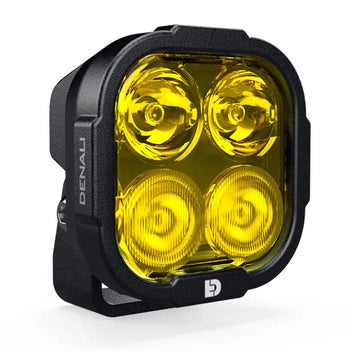 feu additionnel moto LED jaune Denali DL4. Blackpines.fr