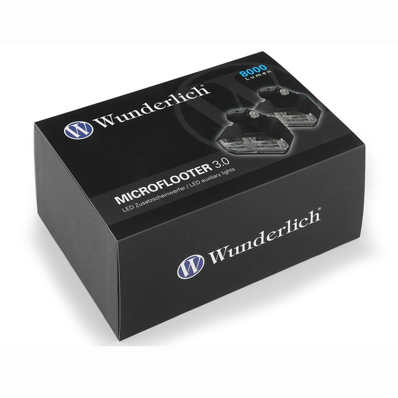Feux additionnels moto LED Microflooter 3.0 pour montage sur crash bar Wunderlich. Blackpines.fr