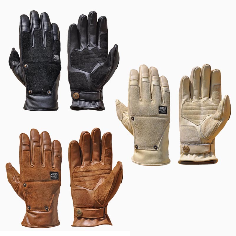 Gants moto cuir CRAFTER homologués CE Age of Glory, trois coloris au choix.