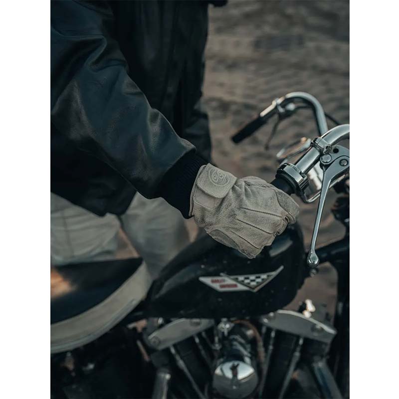 Gants moto homologués Age of Glory ROVER blanc patiné.
