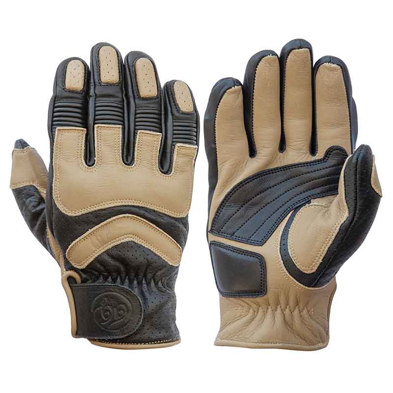 Gants moto HERO homologues en cuir noir sable Age of Glory. Blackpines.fr