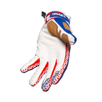 Gant mx JT Racing USA LIFE-LINE bleu et blanc paume.