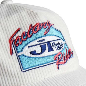 Casquette JT Racing USA Factory Rider white corduroy.