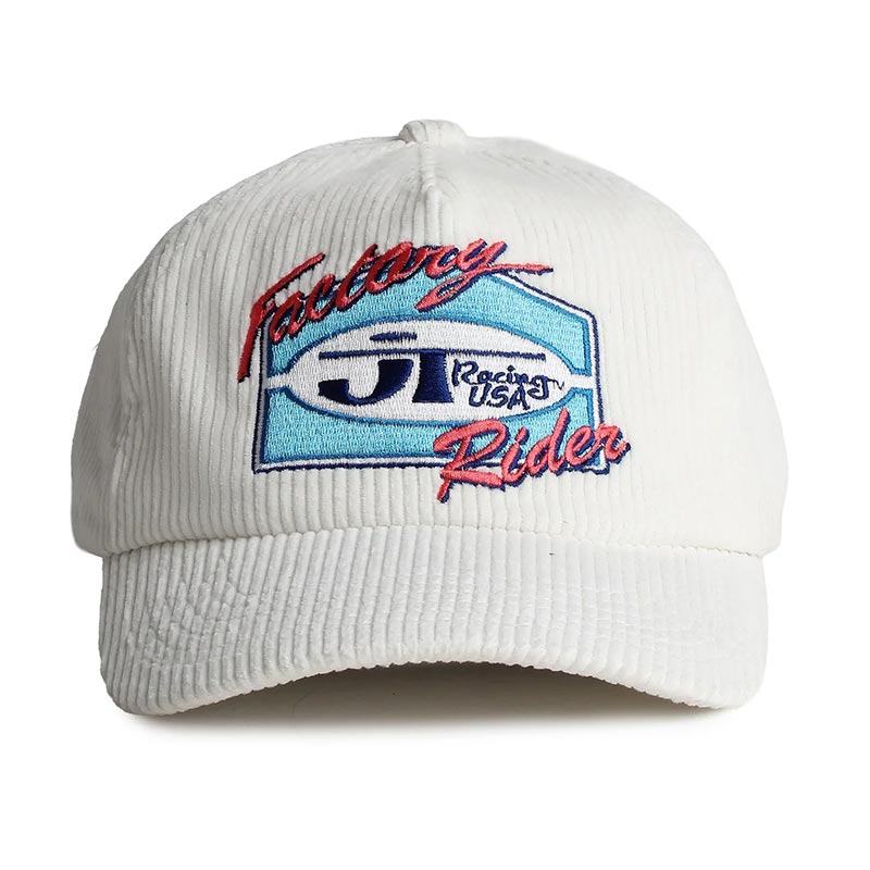 Casquette JT Racing USA Factory Rider white corduroy.