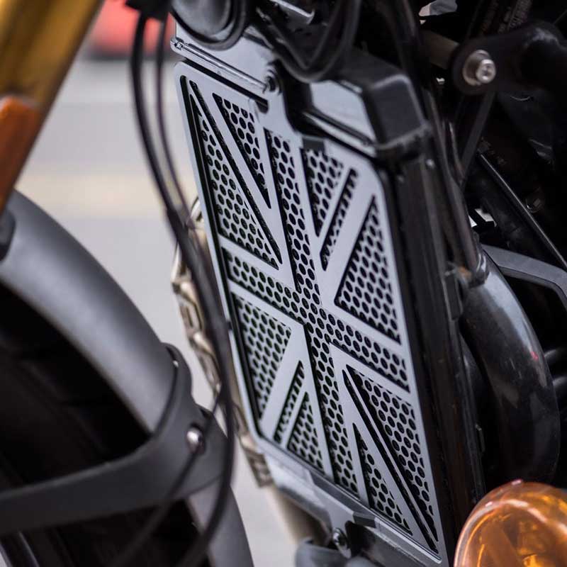 Grille radiateur Union Jack Motone Customs. Blackpines.fr