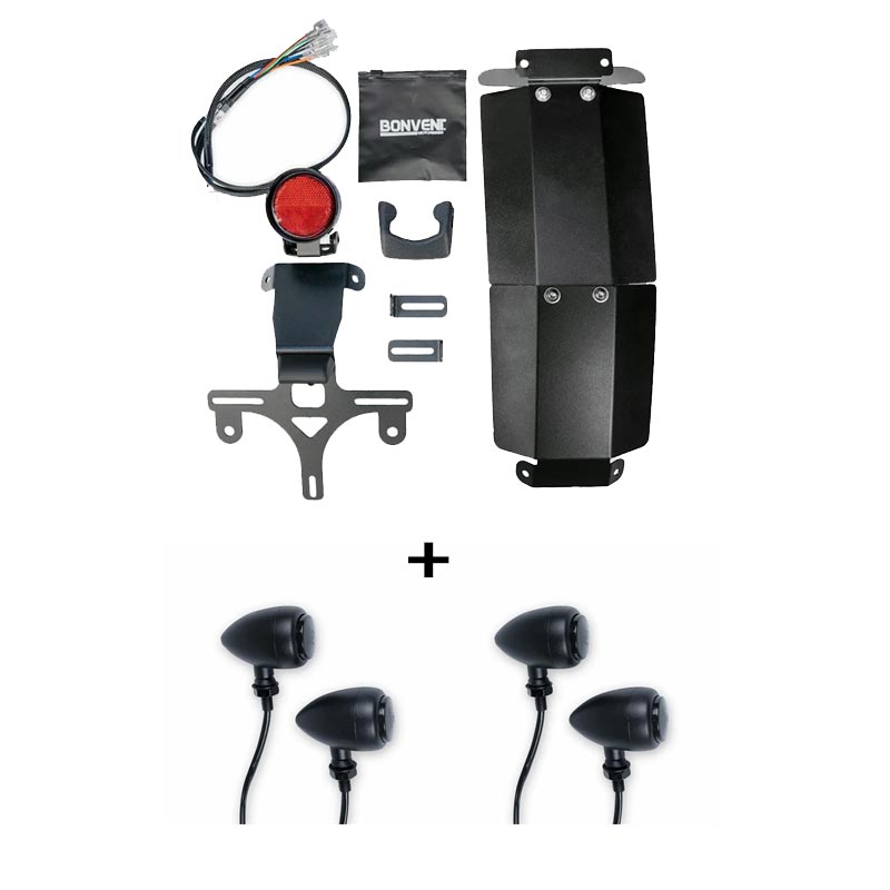 Kit mini-feu arrière LED avec deux paires de clignotants Bullet fumés Bonvent pour Royal Enfield Bear 650.