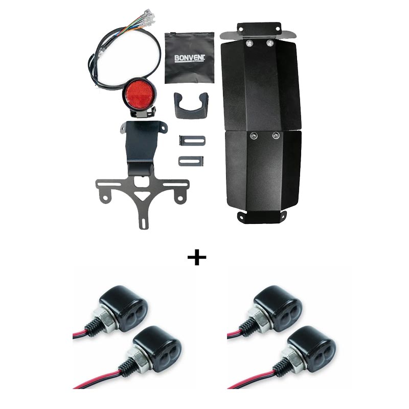 Kit mini-feu arrière LED avec deux paires clignotants Cone Scrambler Bonvent pour Royal Enfield Bear 650.