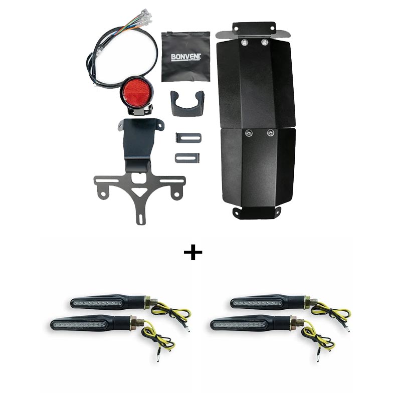 Kit mini-feu arrière LED avec deux paires de clignotants Strip Scrambler Bonvent pour Royal Enfield Bear 650.