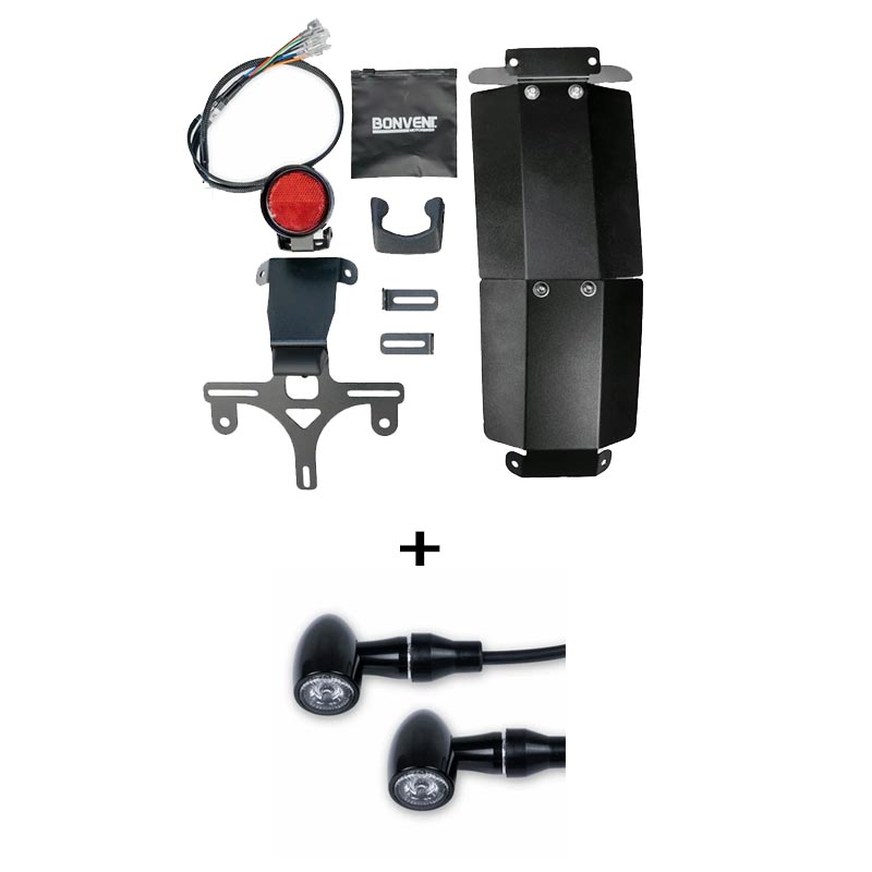 Kit mini-feu arrière LED avec une paire de clignotants Bullet Bonvent pour Royal Enfield Bear 650.