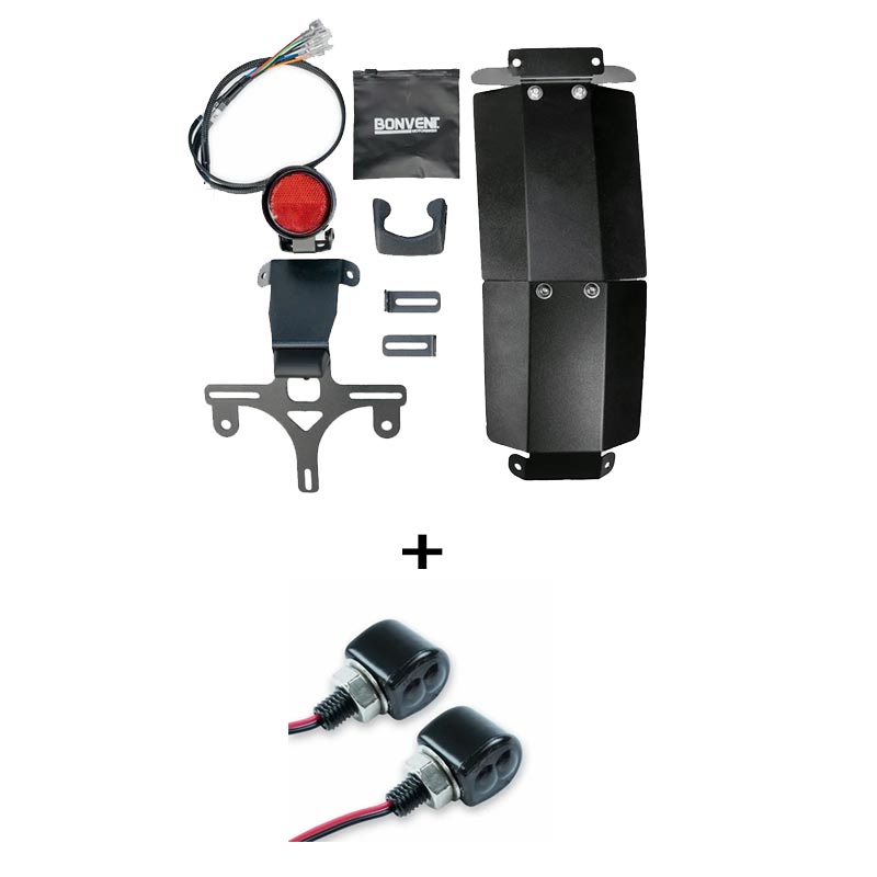Kit mini-feu arrière LED avec une paire de clignotants Cone Scrambler Bonvent pour Royal Enfield Bear 650.
