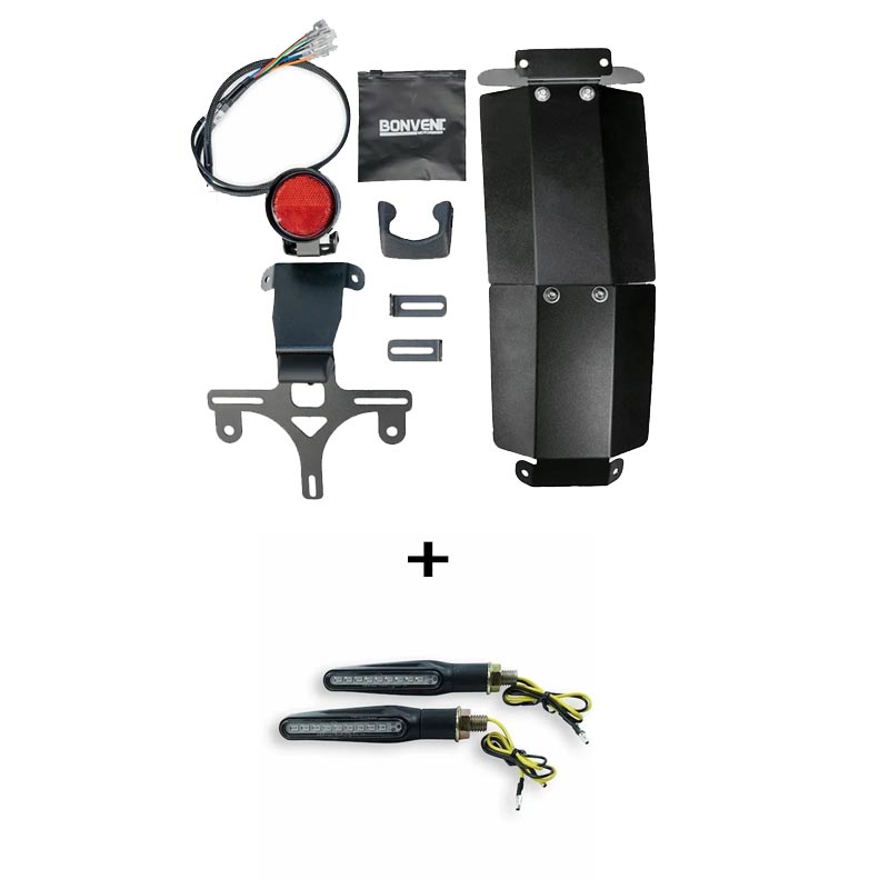 Kit mini-feu arrière LED avec une paire de clignotants Strip Scrambler Bonvent pour Royal Enfield Bear 650.