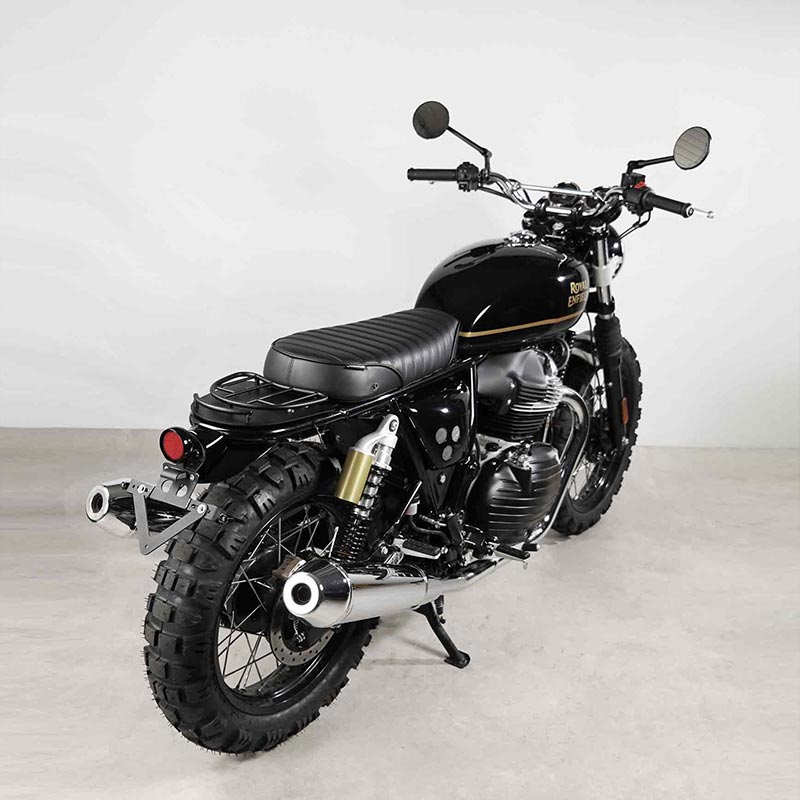 Kit selle modulable ligne noir pour Royal Enfield 650. Blackpines.fr