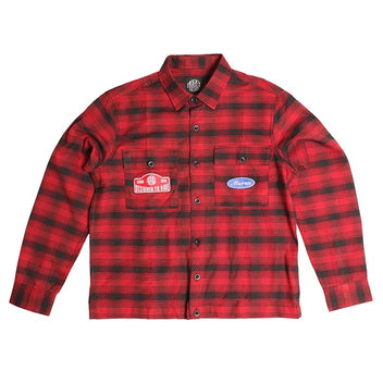Chemise boxy flanelle MARCUS Morex Custom rouge et noir.
