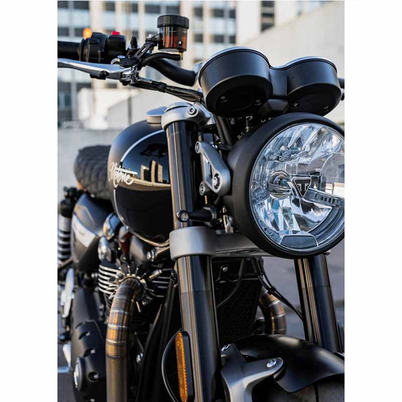 Support clignotants moto Motone Customs pour Triumph LC. Blackpines.fr