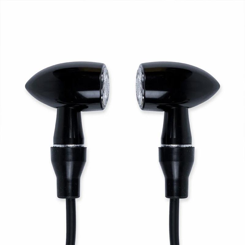 Paire de clignotants moto LED homologués type Bullet de Bonvent Motorbikes.