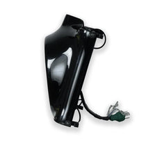 Plaque phare noir brillant pour Royal Enfield 650 Bonvent Motorbikes, vue de profil.