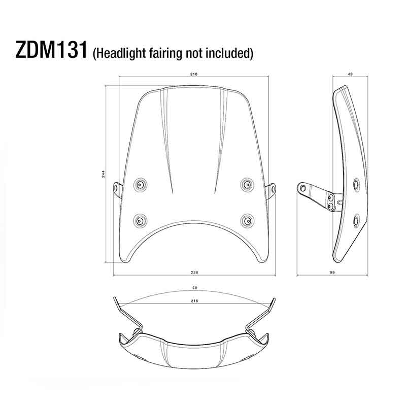 Kit de montage Rizoma ZDM131B pour saute-vent CF010. Blackpines.fr