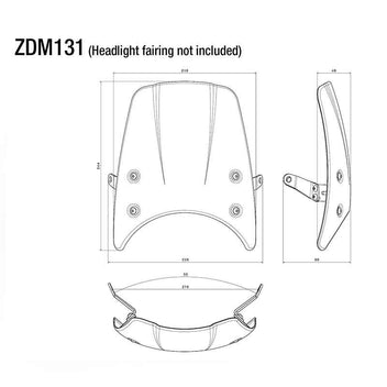 Kit de montage Rizoma ZDM131B pour saute-vent CF010. Blackpines.fr
