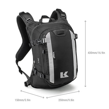 Sac à dos moto Kriega 15 litres R15 noir, dimensions.