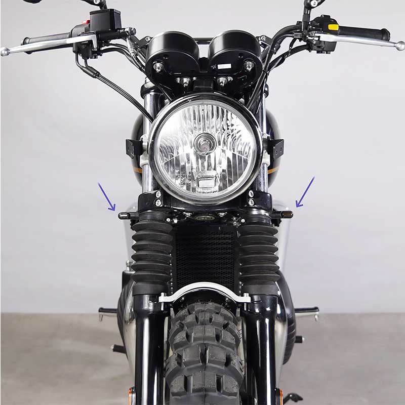 Supports clignotants avant pour Royal Enfield Bonvent Motorbikes. Blackpines.fr