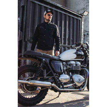 Sur-chemise moto noire Age Of Glory Runaway Riding Shirt homologuée CE UKCA AA.