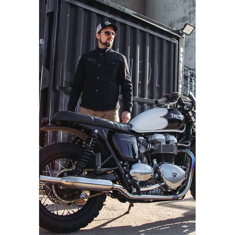 Sur-chemise moto noire Age Of Glory Runaway Riding Shirt homologuée CE UKCA AA.