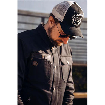 Sur-chemise moto noire Age Of Glory Runaway Riding Shirt homologuée CE UKCA AA.