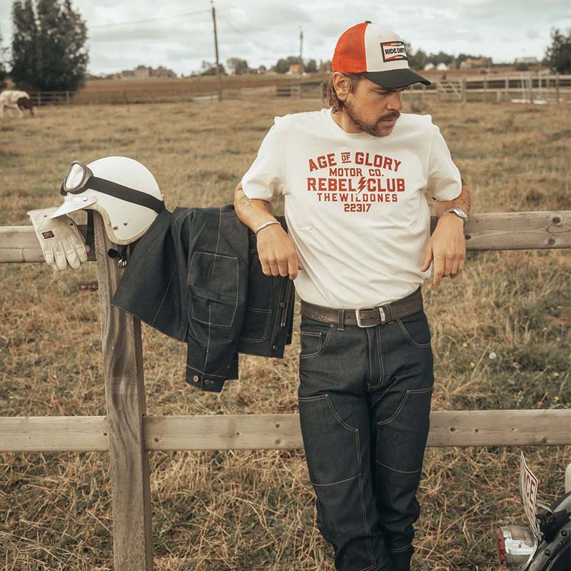 Tee shirt moto manches courte The Wild Ones écru Age of glory.