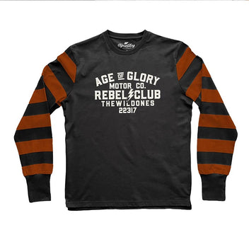 T-shirt moto manches longues Age Of Glory The Wild Ones. Noir délavé, rouille.