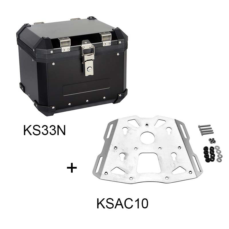 Top case aluminium noir S-LINE KS33N plus platine KSAC10. Blackpines.fr