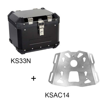 Top case aluminium noir S-LINE KS33N plus platine KSAC14. Blackpines.fr