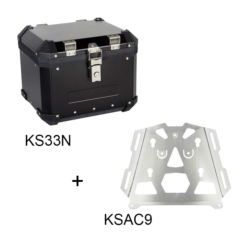 Top case aluminium noir S-LINE KS33N plus platine KSAC9. Blackpines.fr